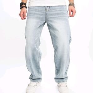 Casual Light Blue Relaxed Fit Jeans